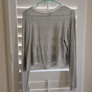 Grey and white striped long sleeve